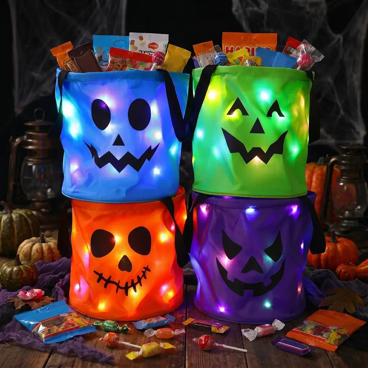 Halloween Candy in Buckets