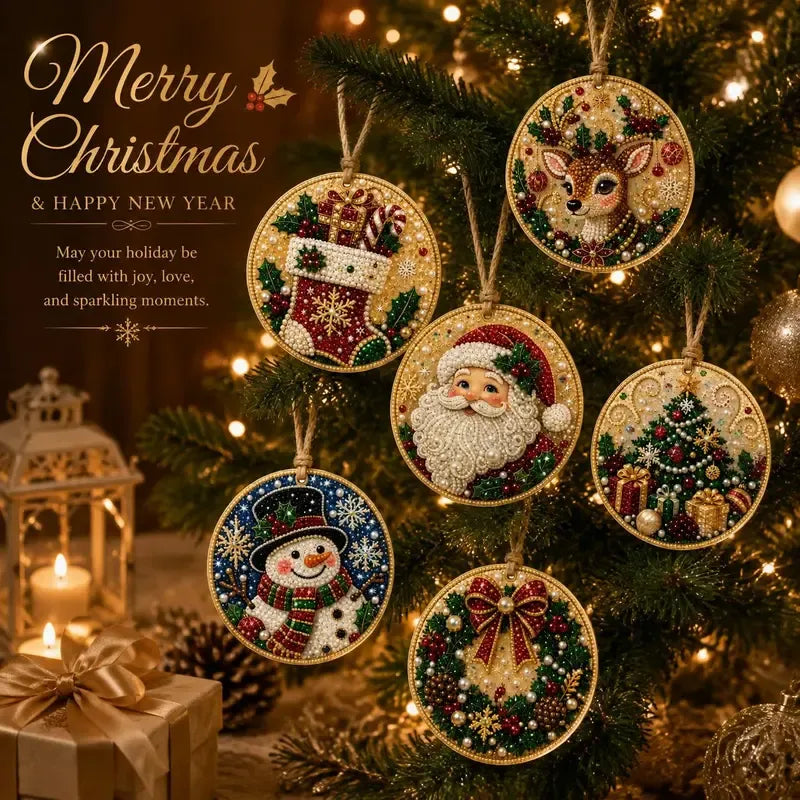 🎄 DIY Christmas Diamond Art Ornament Set ✨ Create Your Own Holiday Magic