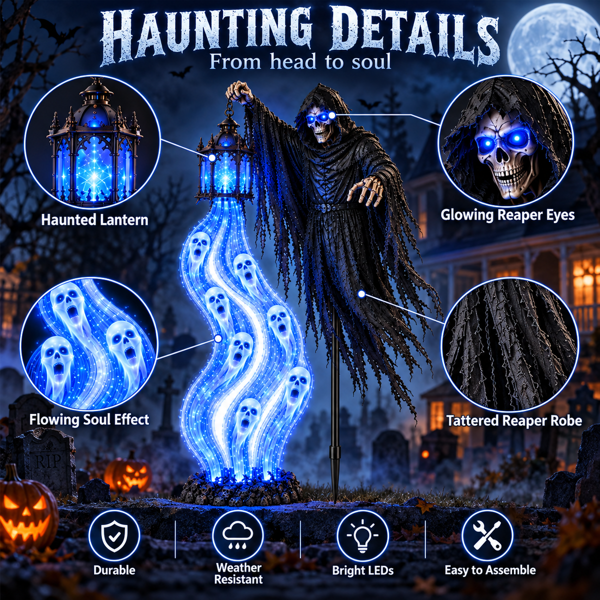 Limited Halloween Deal – Solar Reaper Soul Lantern Yard Display