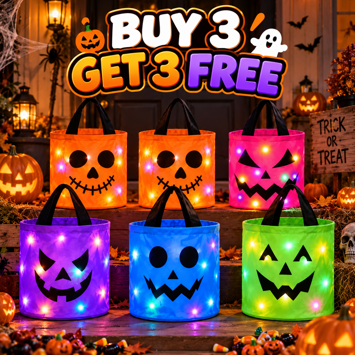 Halloween Candy in Buckets