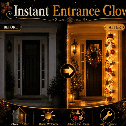 🎄 Glowing Christmas Door Hanger | 6 Festive Lighted Designs with Warm Glow, Dimensional Details & Space-Saving Vertical Décor ✨